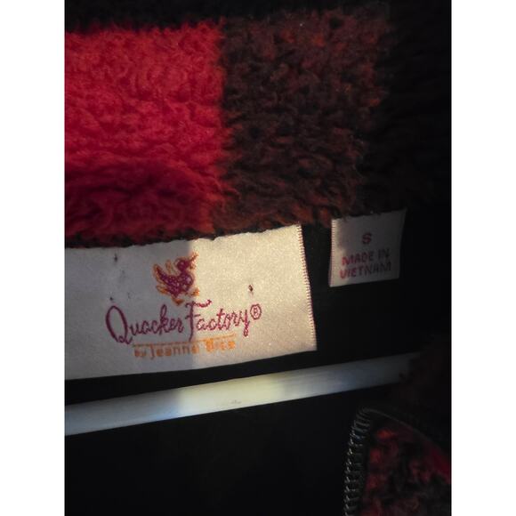 Quacker Factory Fleece Sweatshirt S Womens Pullover Soft Cozy Red Black Warm - Picture 4 of 6